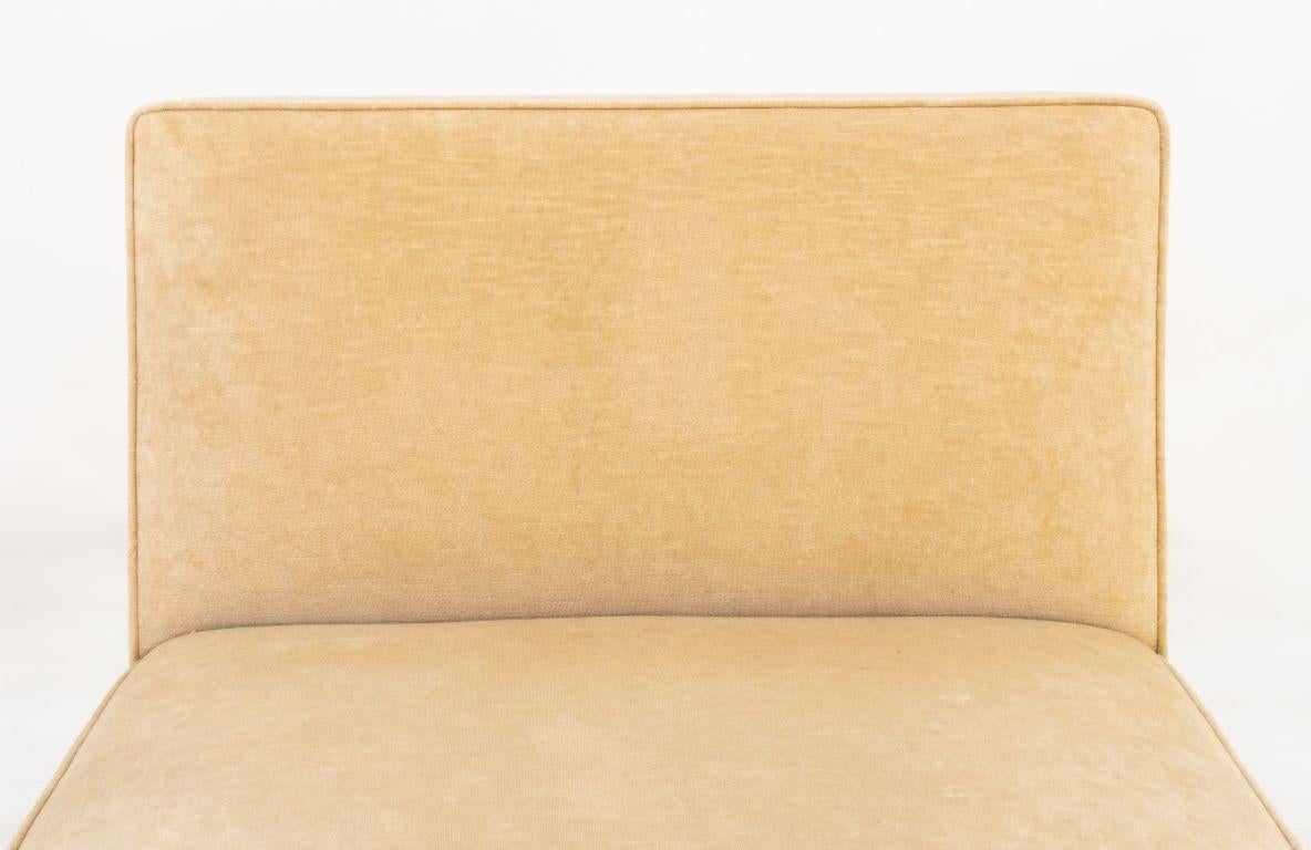 Modern Velvet Upholstered Slipper Chairs, Pair For Sale 5