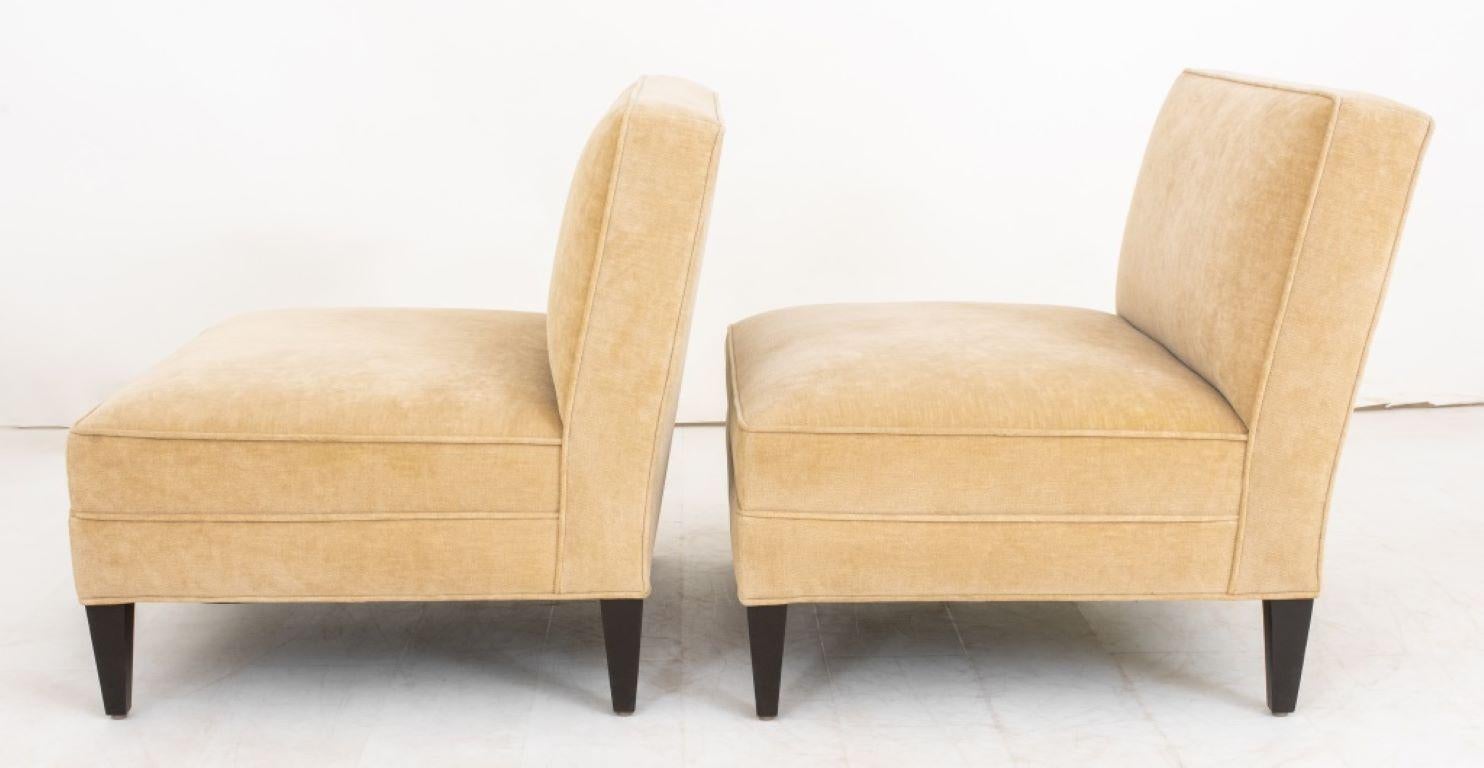 Upholstery Modern Velvet Upholstered Slipper Chairs, Pair For Sale