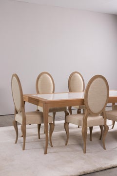 Tavolo da pranzo moderno Venise, Oak Oak americano, Calacatta Bianco, Greenapple fatto a mano