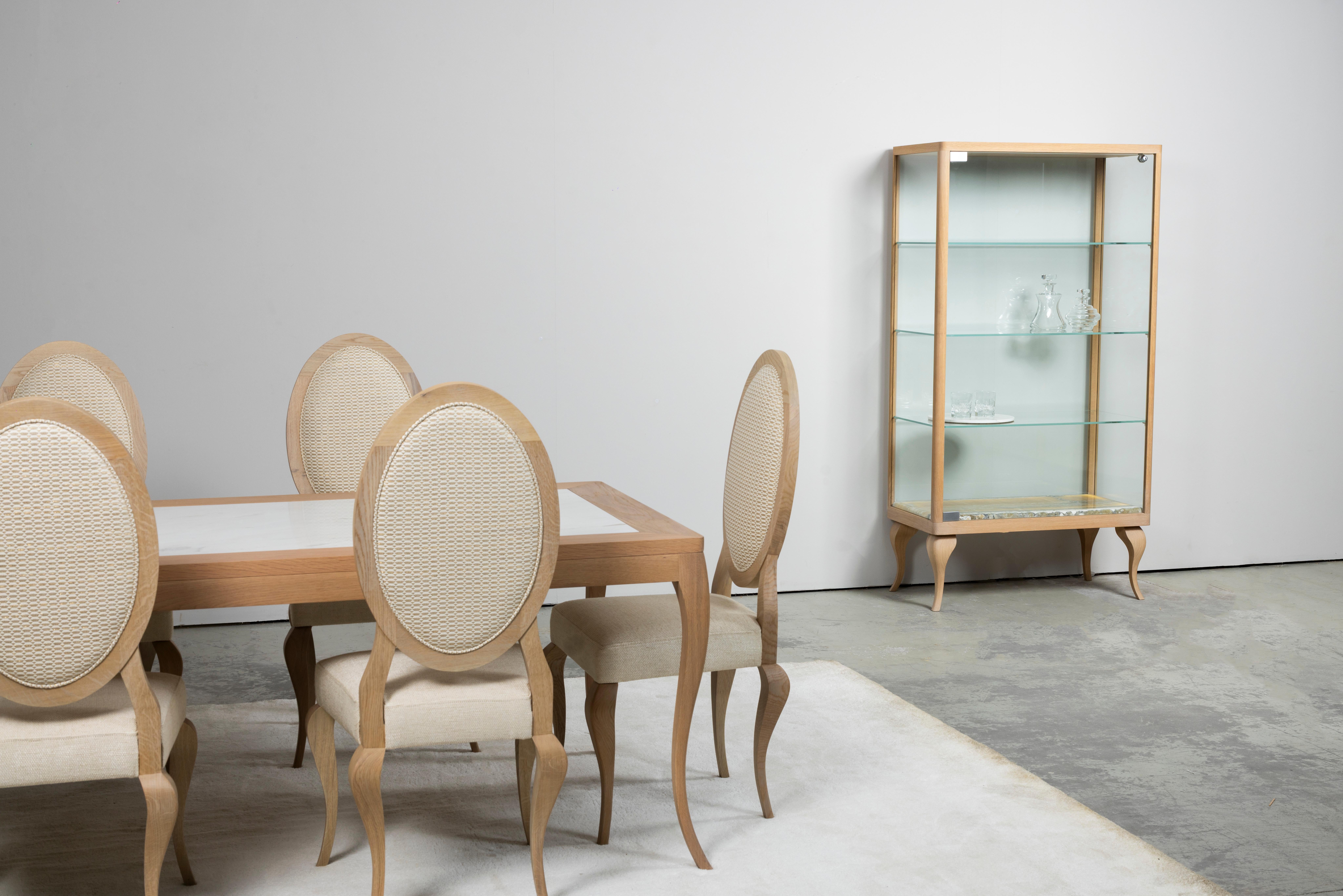 Table de salle à manger Art Déco Veneza en chêne américain fabriquée à la main au Portugal par Greenapple en vente 5