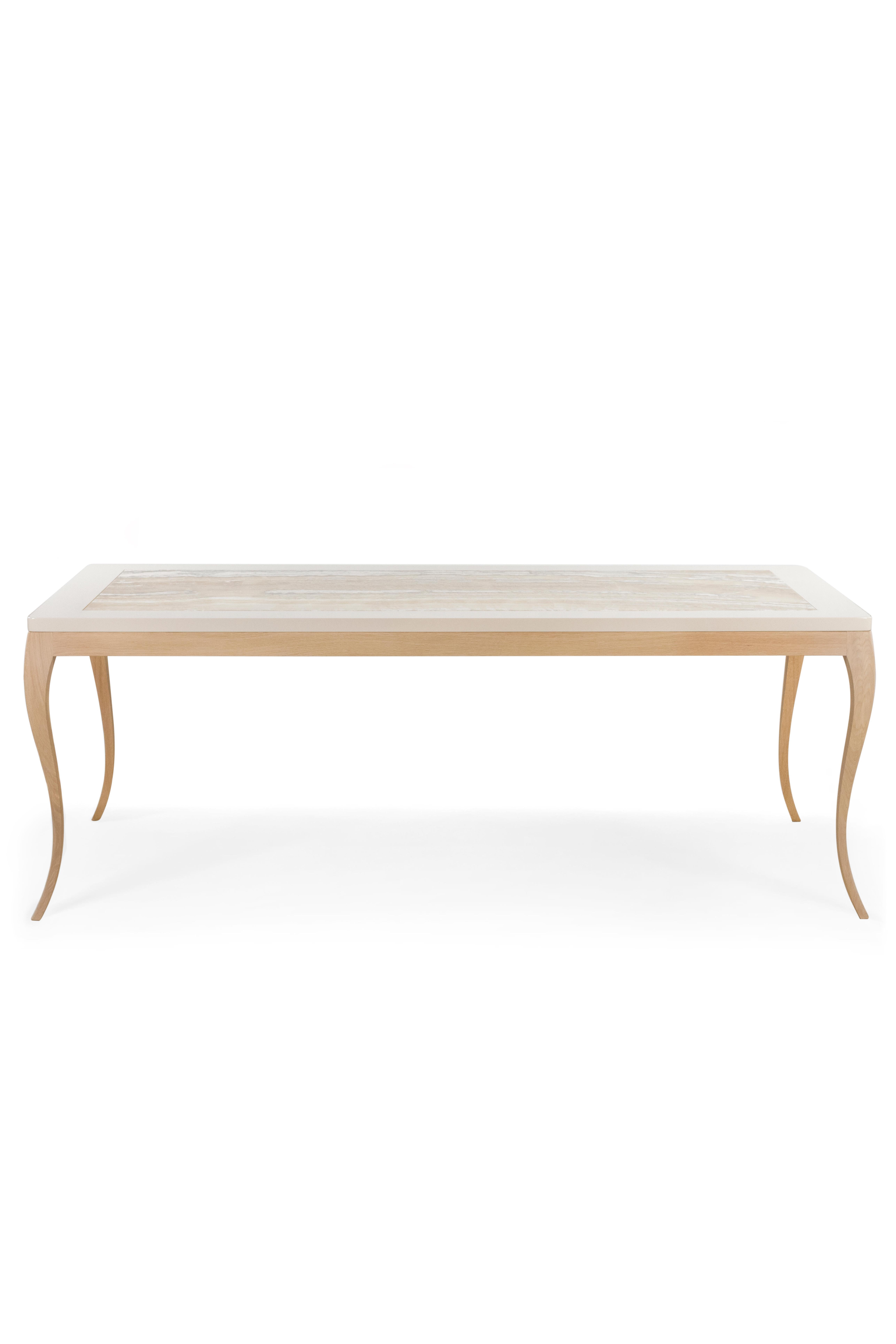 Mid-Century moderno Tavolo da pranzo moderno Venise, Oak Oak americano, Shadow Onyx, fatto a mano da Greenapple in vendita
