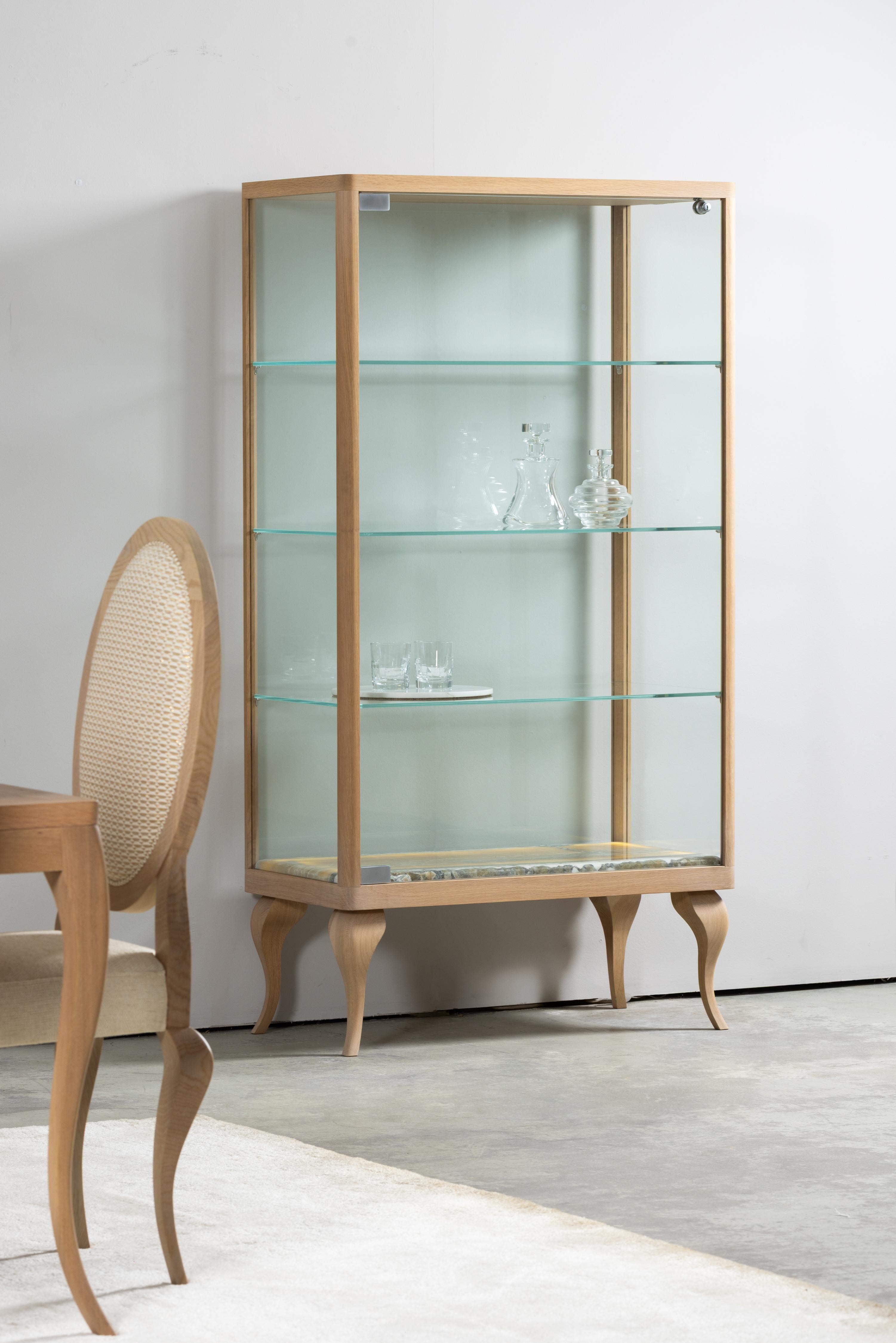 Vitrine Venise moderne, Miel Onyx, Oak, fait main au Portugal par Greenapple en vente 4