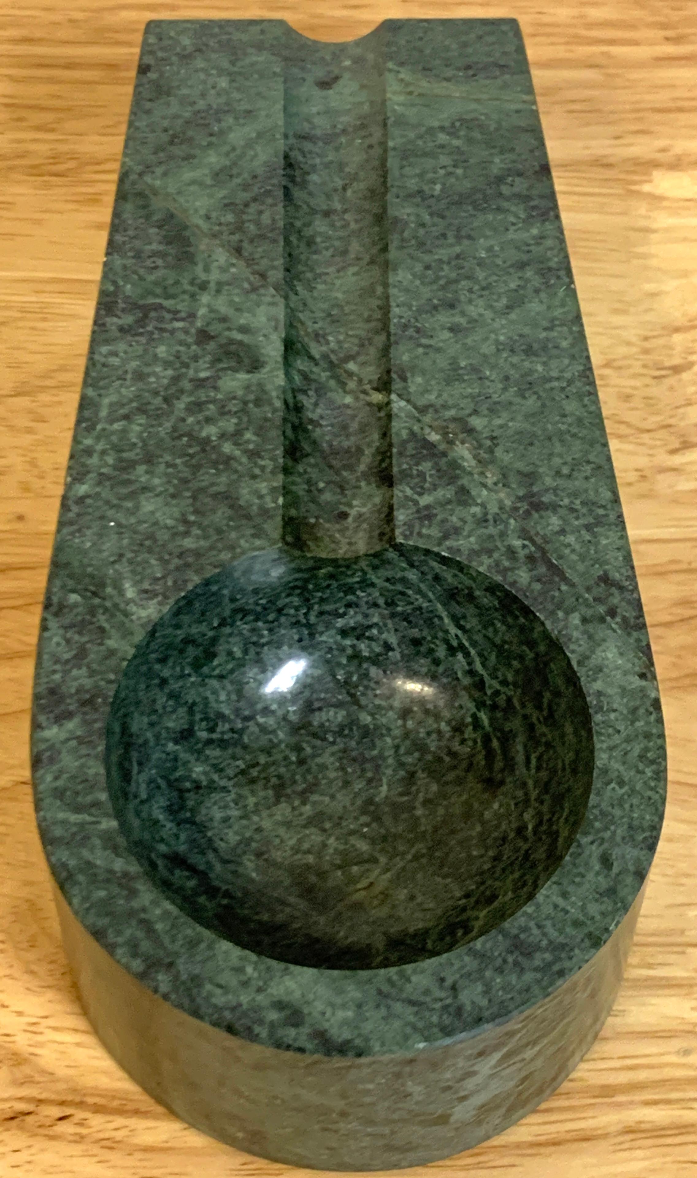 20th Century Modern Verdigris Marble Cigar Ashtray, in the Attributed to Win Knowlton