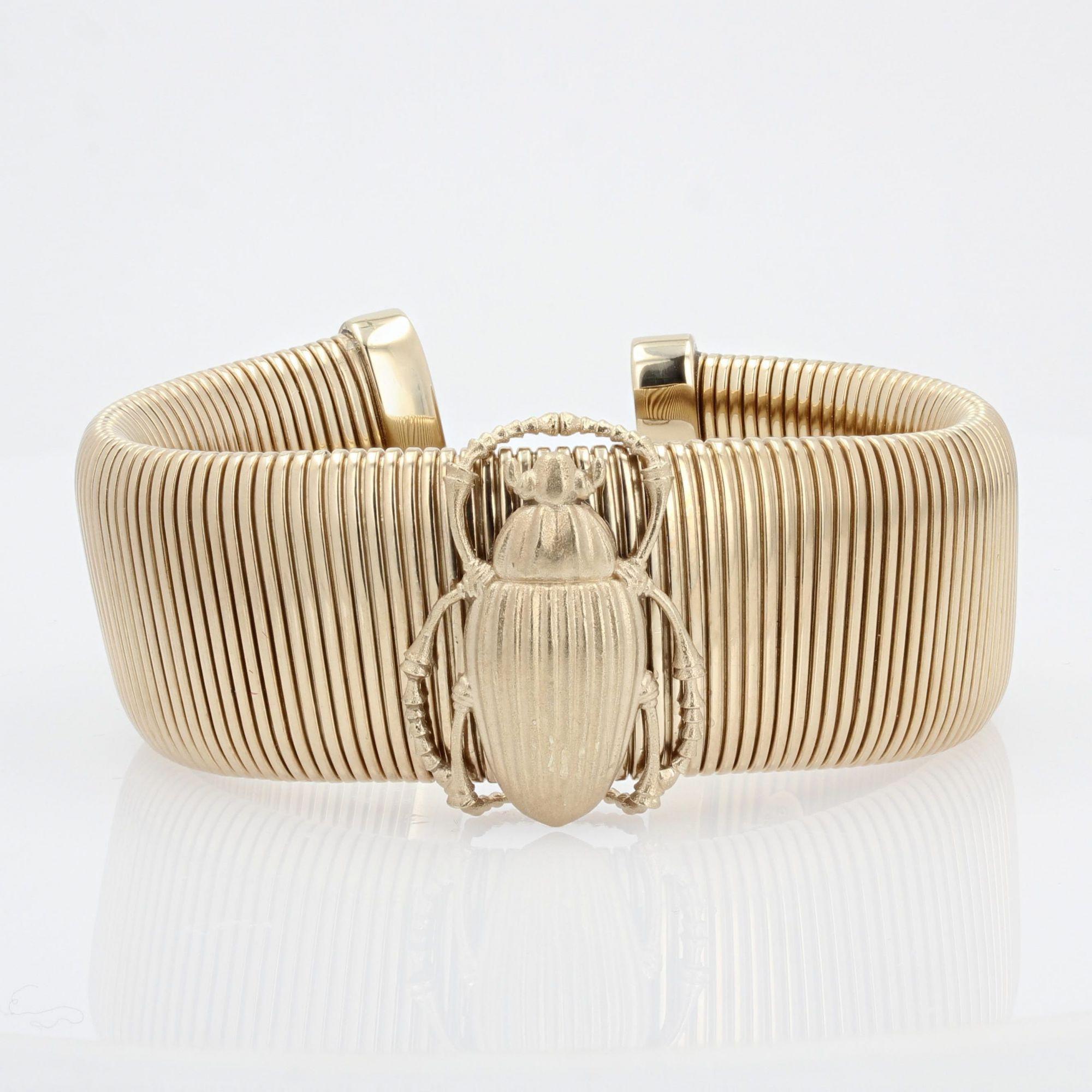 Modern Vermeil Scarab Beetle Bracelet In New Condition For Sale In Poitiers, FR