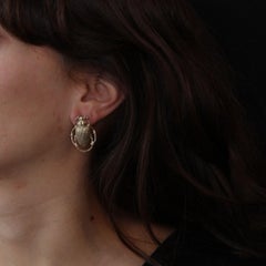 Modern Vermeil Scarab Beetle Drop Earrings