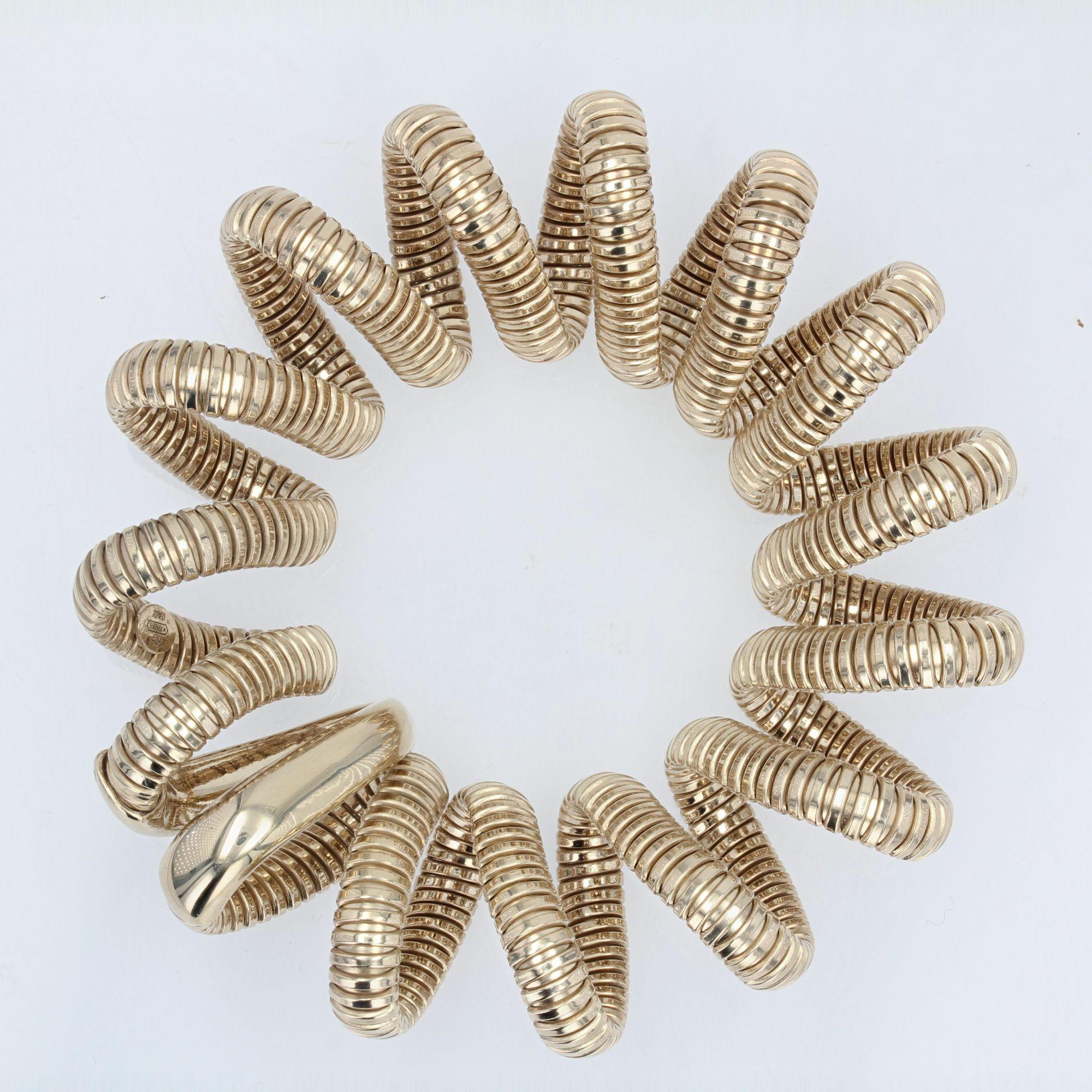 Modern Vermeil Spiral Tubogas Bracelet For Sale 2