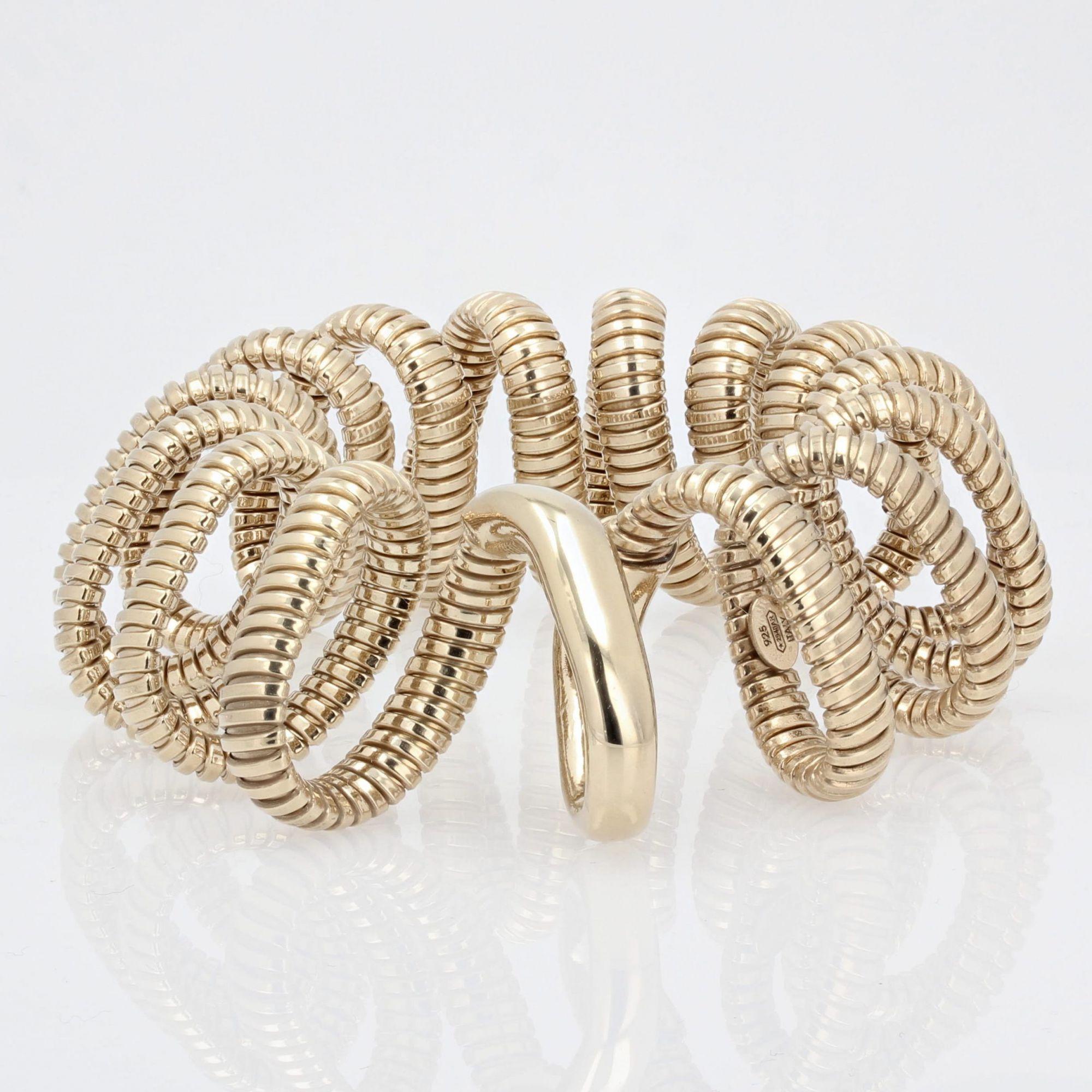 Modern Vermeil Spiral Tubogas Bracelet For Sale 3