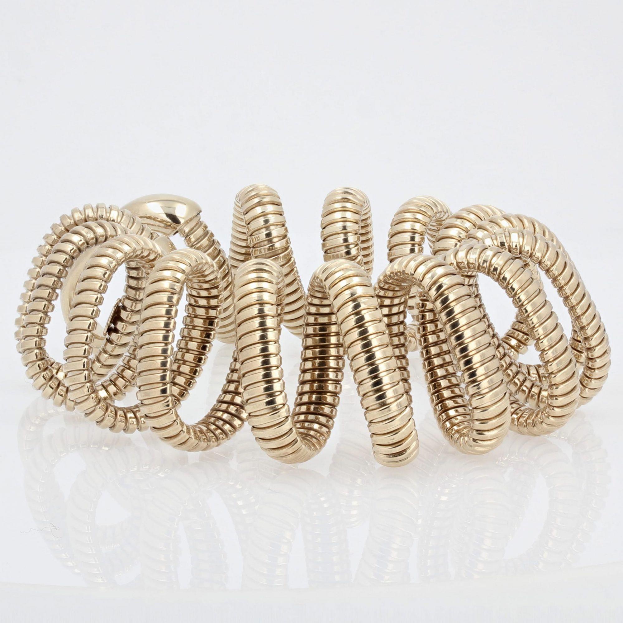 Modern Vermeil Spiral Tubogas Bracelet For Sale 4