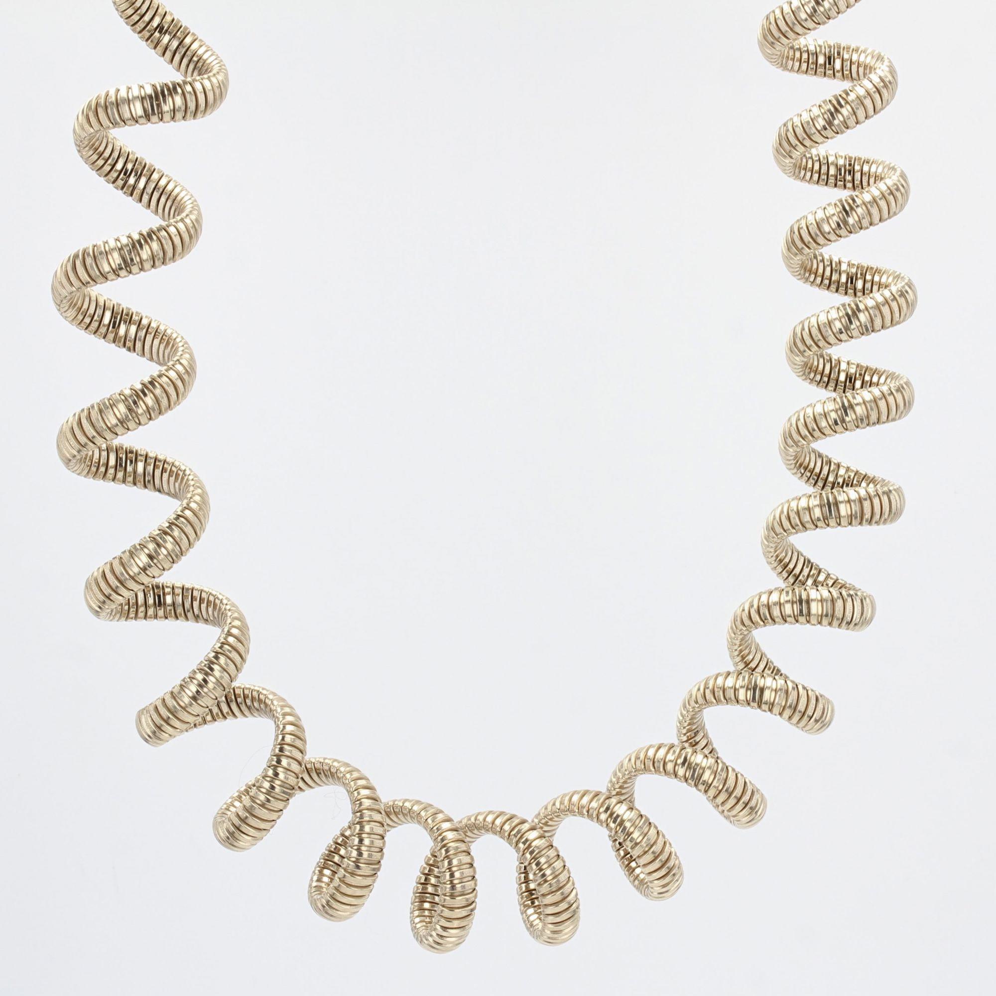 Modern Vermeil Spiral Tubogas Necklace For Sale 3