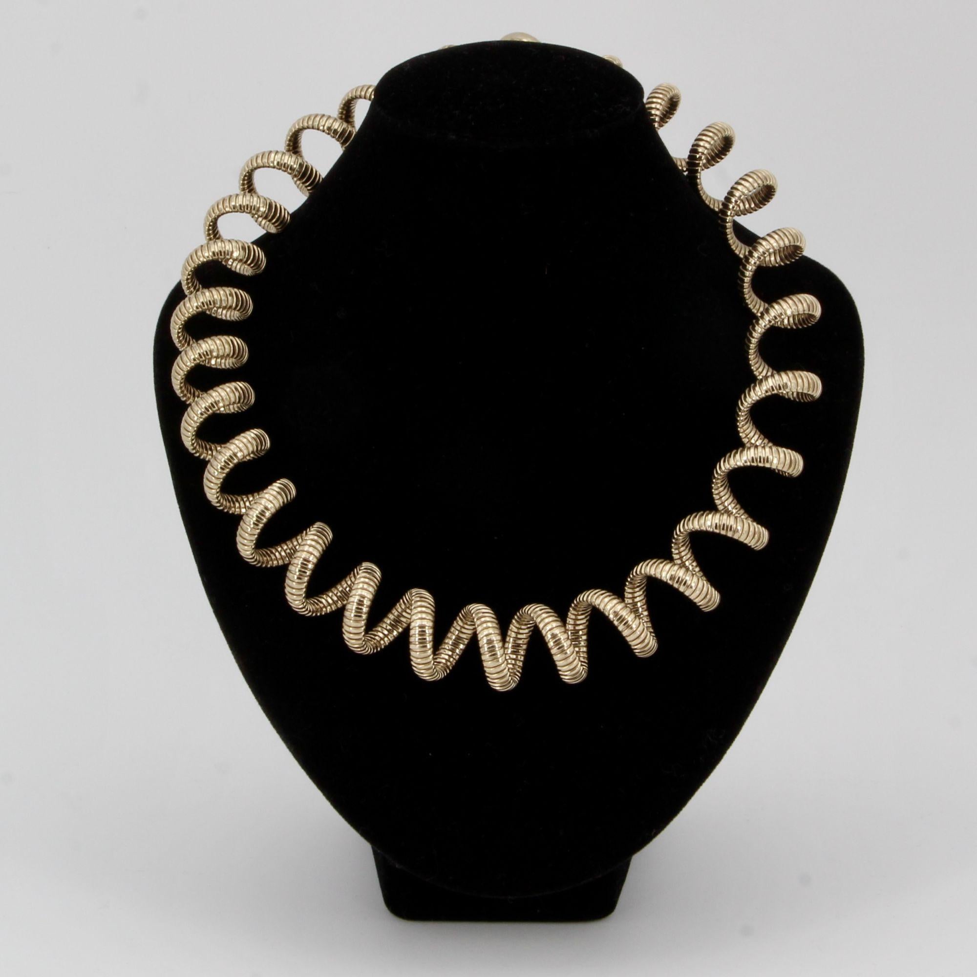 Collana moderna in vermeil con tubogas a spirale in vendita 6