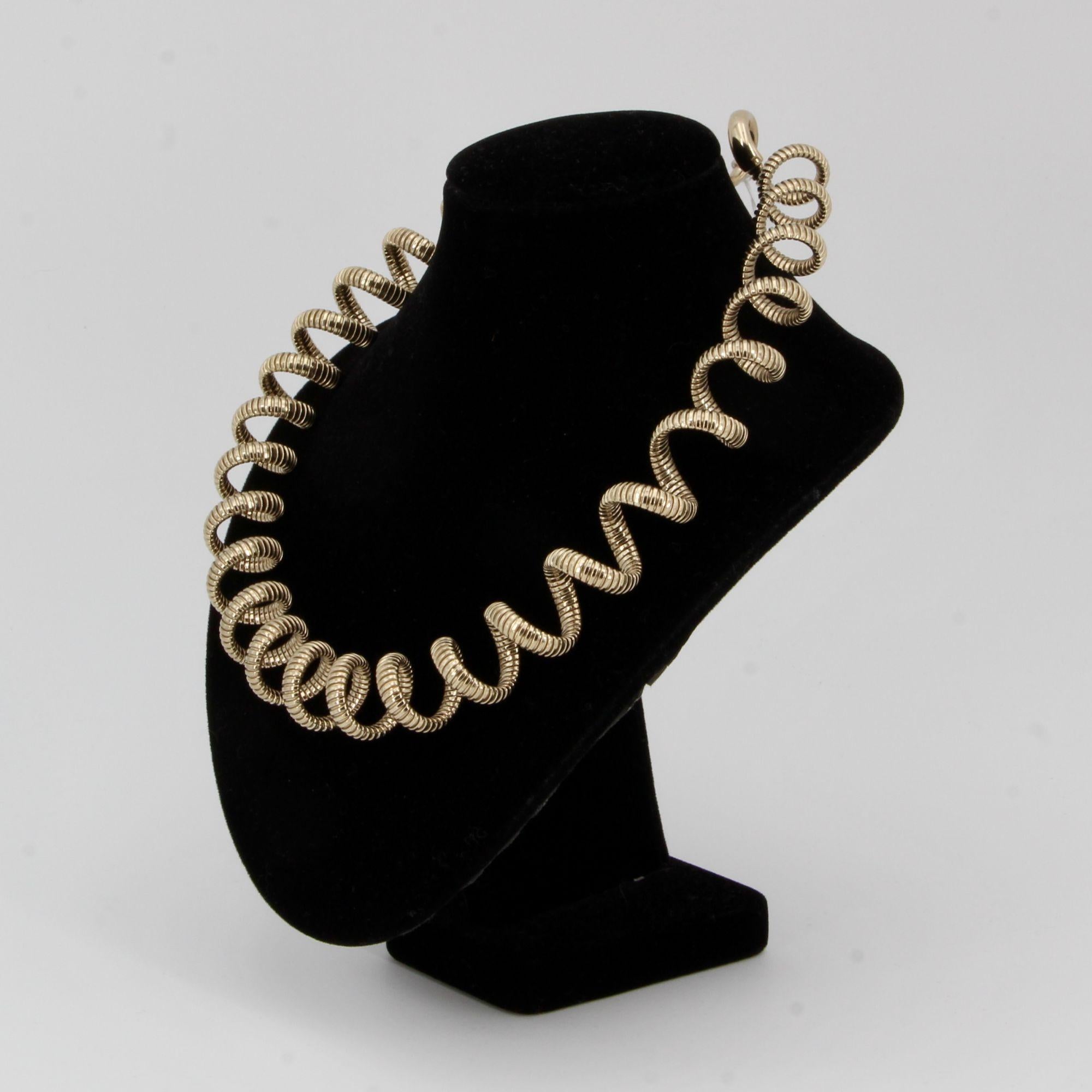 Modern Vermeil Spiral Tubogas Necklace For Sale 5
