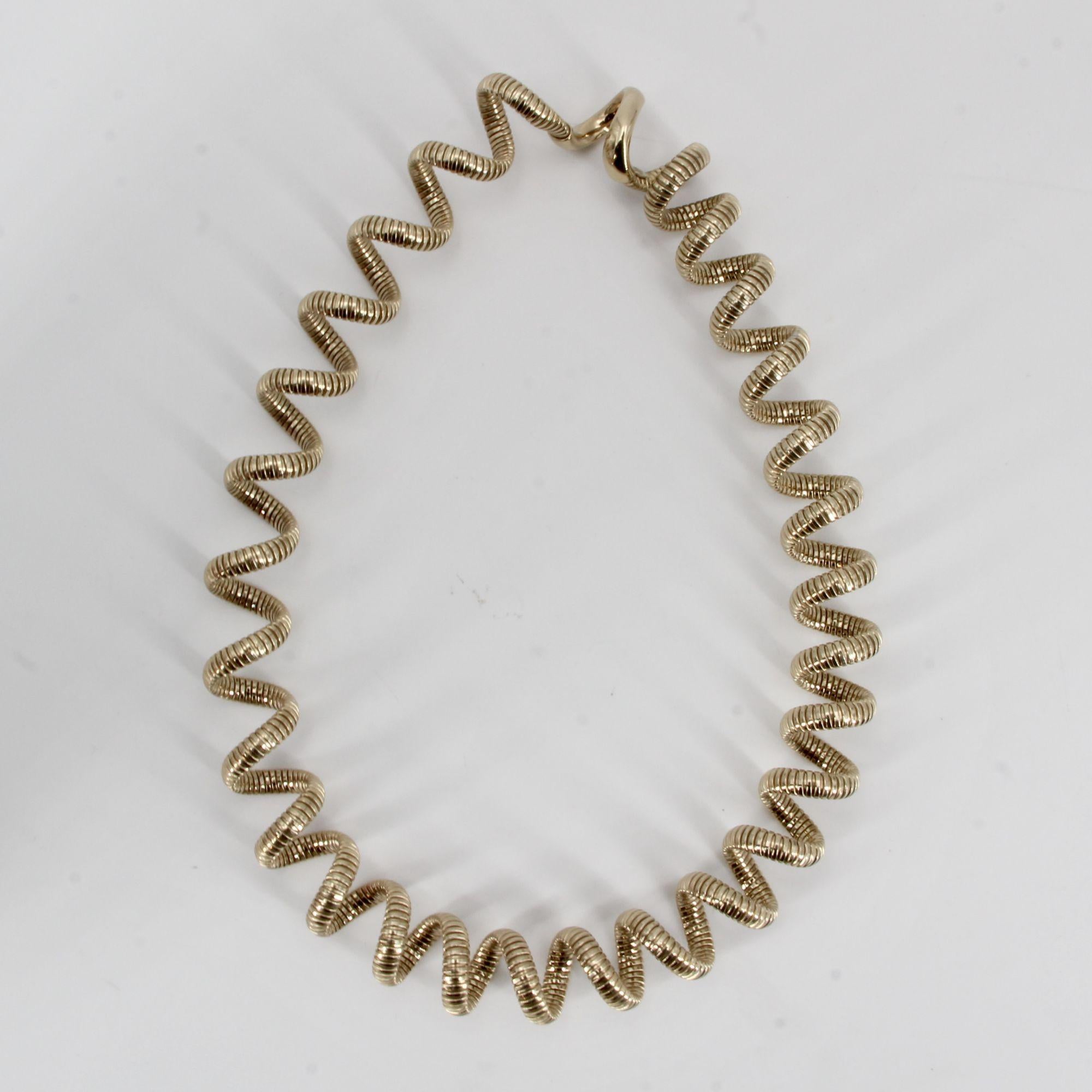 Modern Vermeil Spiral Tubogas Necklace In New Condition For Sale In Poitiers, FR