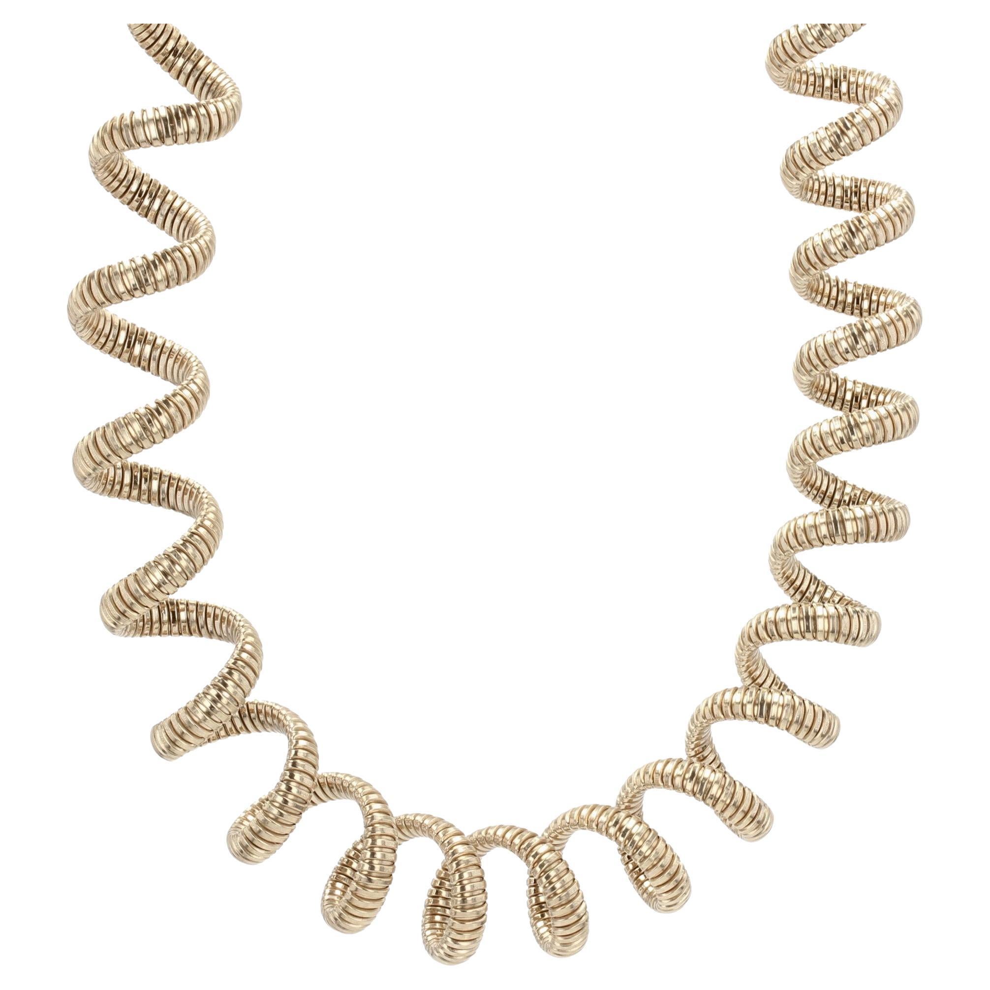 Modern Vermeil Spiral Tubogas Necklace