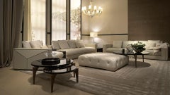 Fendi Casa Plaza U-Shaped Sectional Sofa in Cream Leather, Italy, 2022