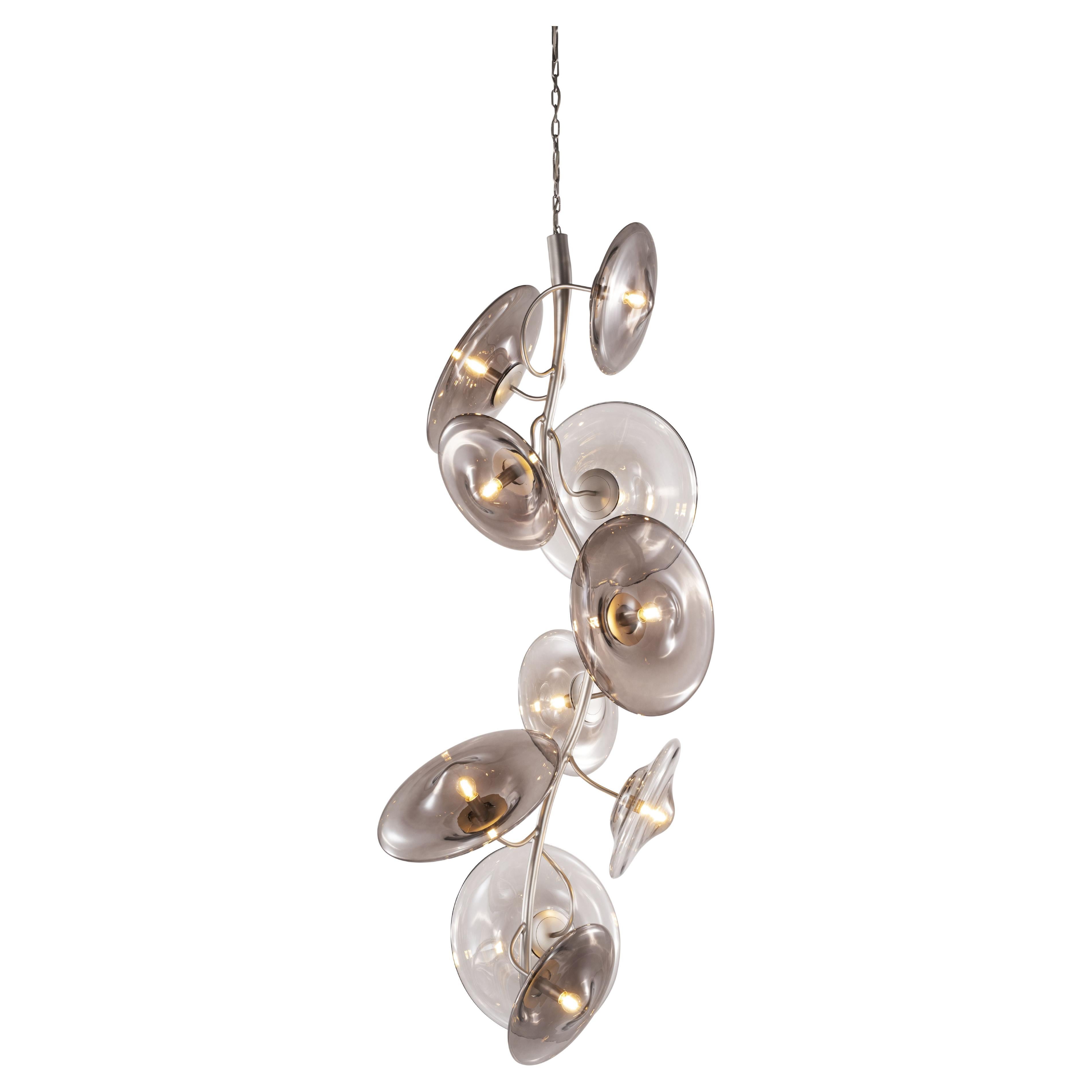 Lustre vertical moderne, finition bronze patiné foncé, collection Blossom