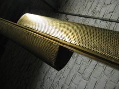 Modern Vertical Pendant of Perforated Brass with Led