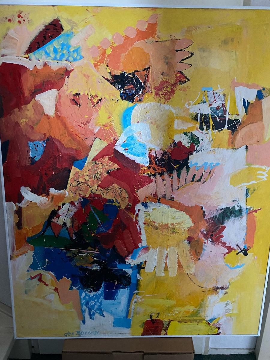 Belle peinture vibrante de Theo den Boon. Selon l'artiste, la peinture est comme un rêve, qui donne accès à un monde intérieur, poétique. Ses compositions sur toile ou sur papier sont créées sans plan à l'avance.
Theo den Boon est né en 1941 à