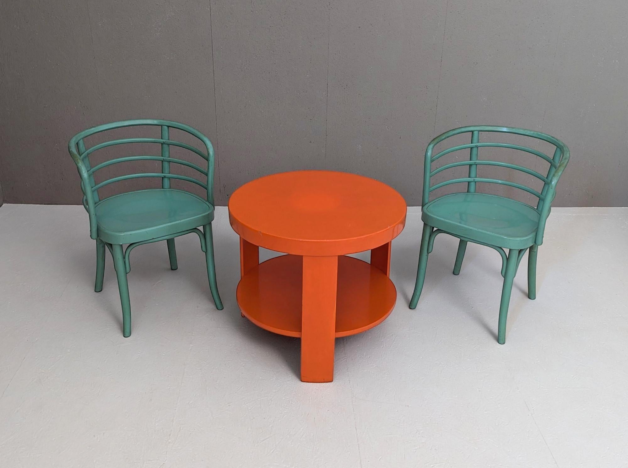 Bauhaus Ensemble viennois moderne Thonet B 246 chaises et table T 142 de Josef Frank, années 1930 en vente