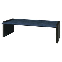 Modern Vierzon cocktail table in staple shape with ebony sides and slate top.
