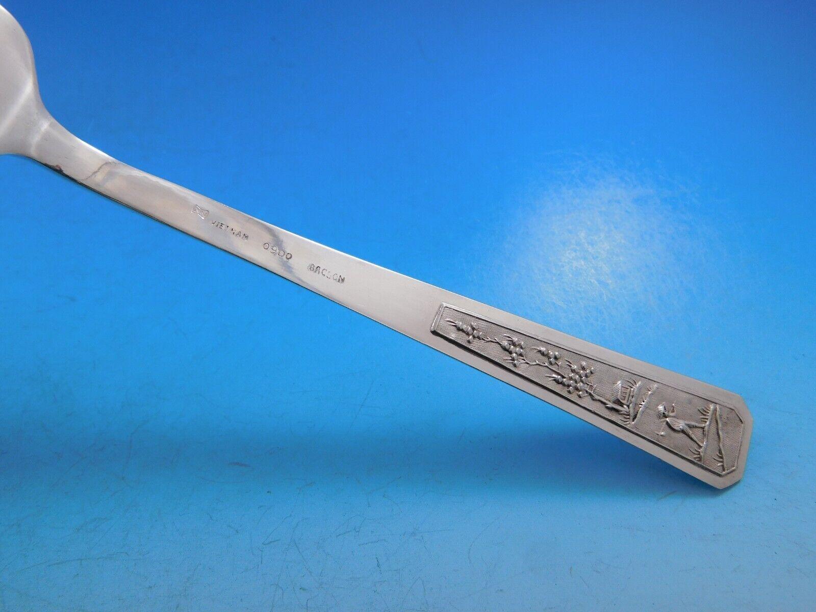 Modern Vietnam 900 Sterling Silver Flatware Set for 12 Service 76 Pieces BacSon 1
