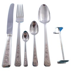 Modern Vietnam 900 Sterling Silver Flatware Set for 12 Service 76 Pieces BacSon