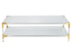 Modern Vintage 2 Tier Acrylic and Brass Cocktail Table