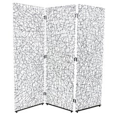The Moderns Modern Vintage Abstract Metal Wire Three Panel Screen or Room Divider (écran ou séparateur de pièces en fil métallique abstrait)