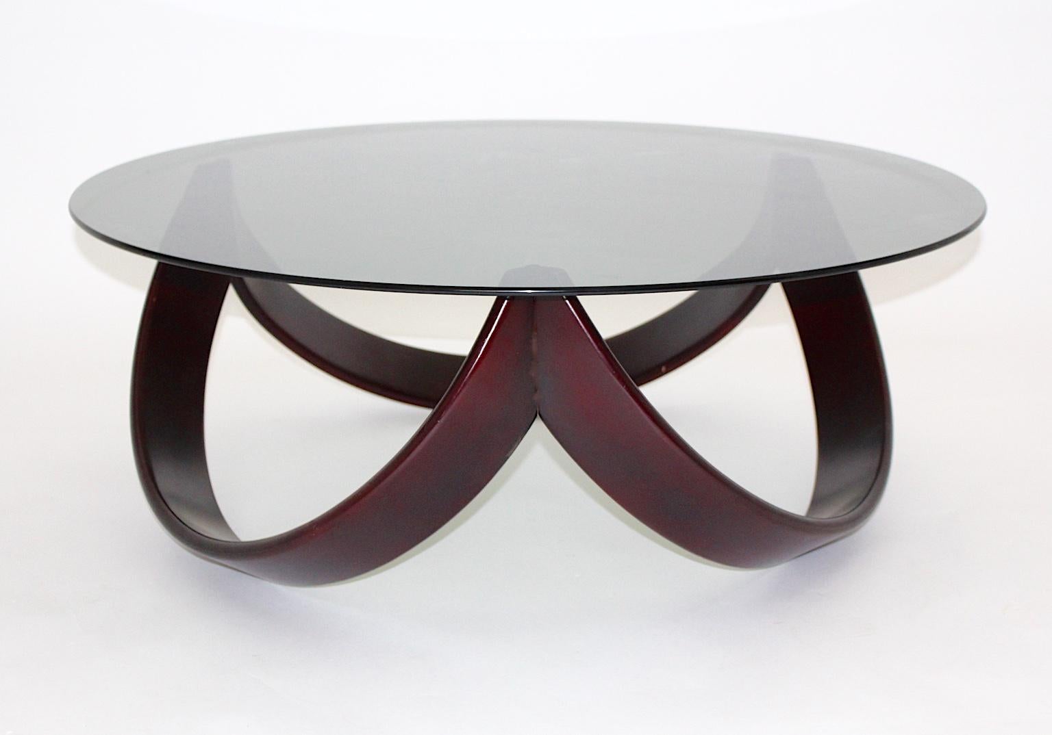 Moderne Table basse ou table de canapé moderne en bois de hêtre et verre, vers 1970, Allemagne en vente