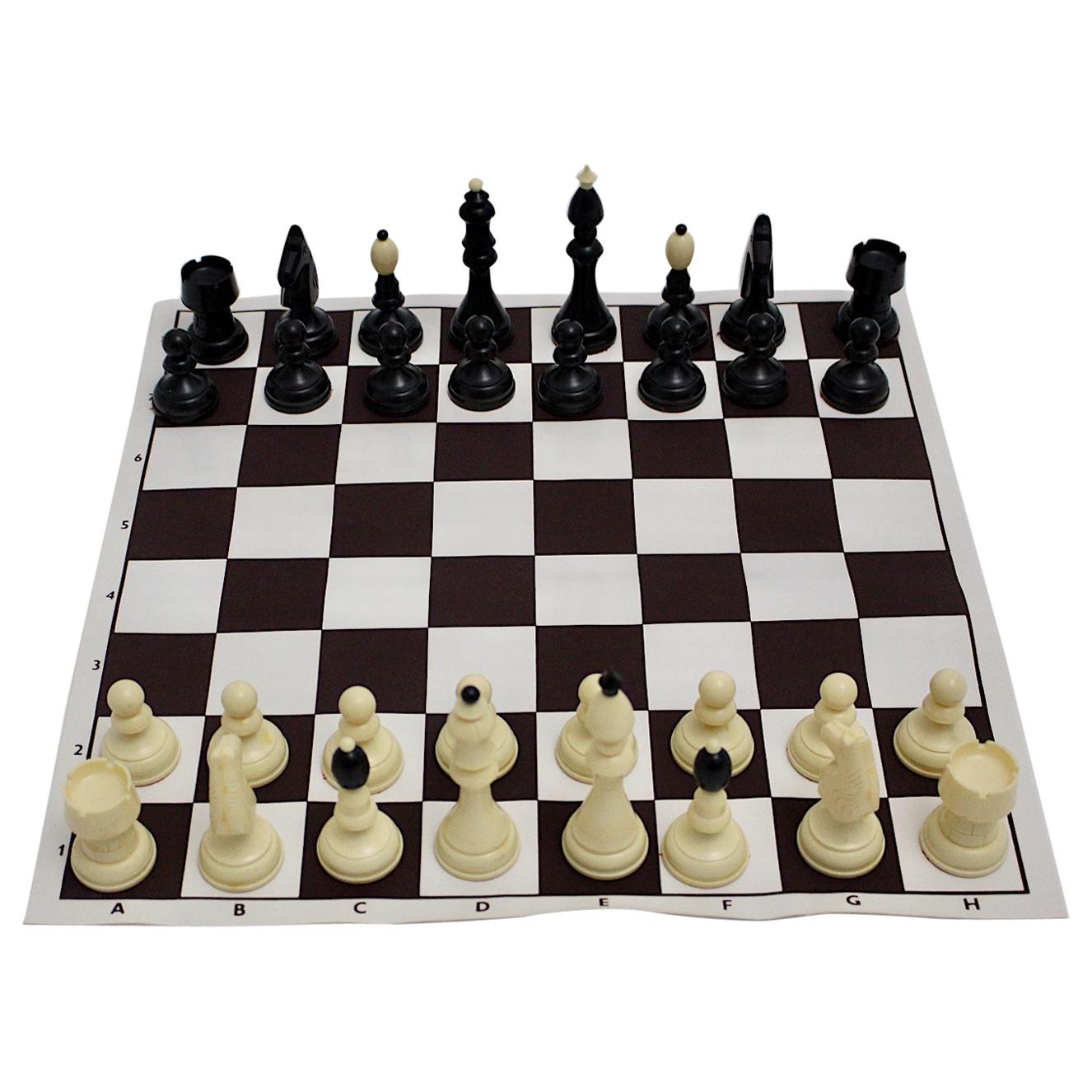 Modern Vintage Black and White Plastic Chess, 1970s, Austria