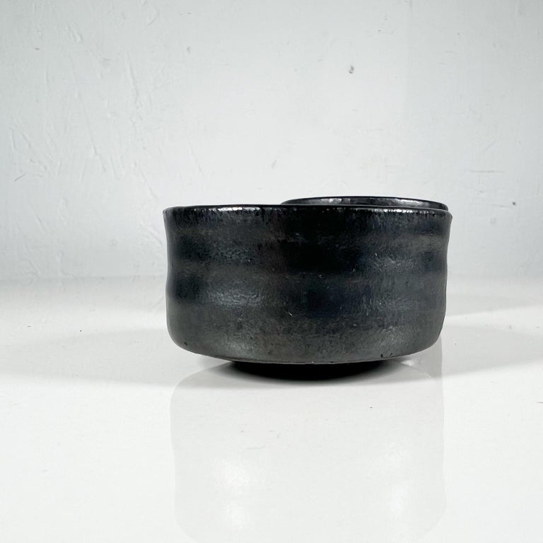Modern Vintage Black Pottery Art Sculptural Mini Vases Dipping Bowls