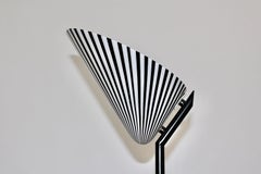 Modern Vintage Black White Glass Metal Floor Lamp Uplighter Italy, 1980s