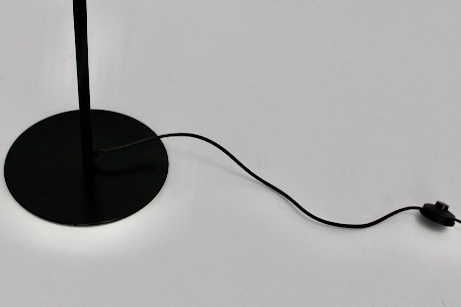 Modern Vintage Black White Glass Metal Floor Lamp Uplighter Italy, 1980s For Sale 2