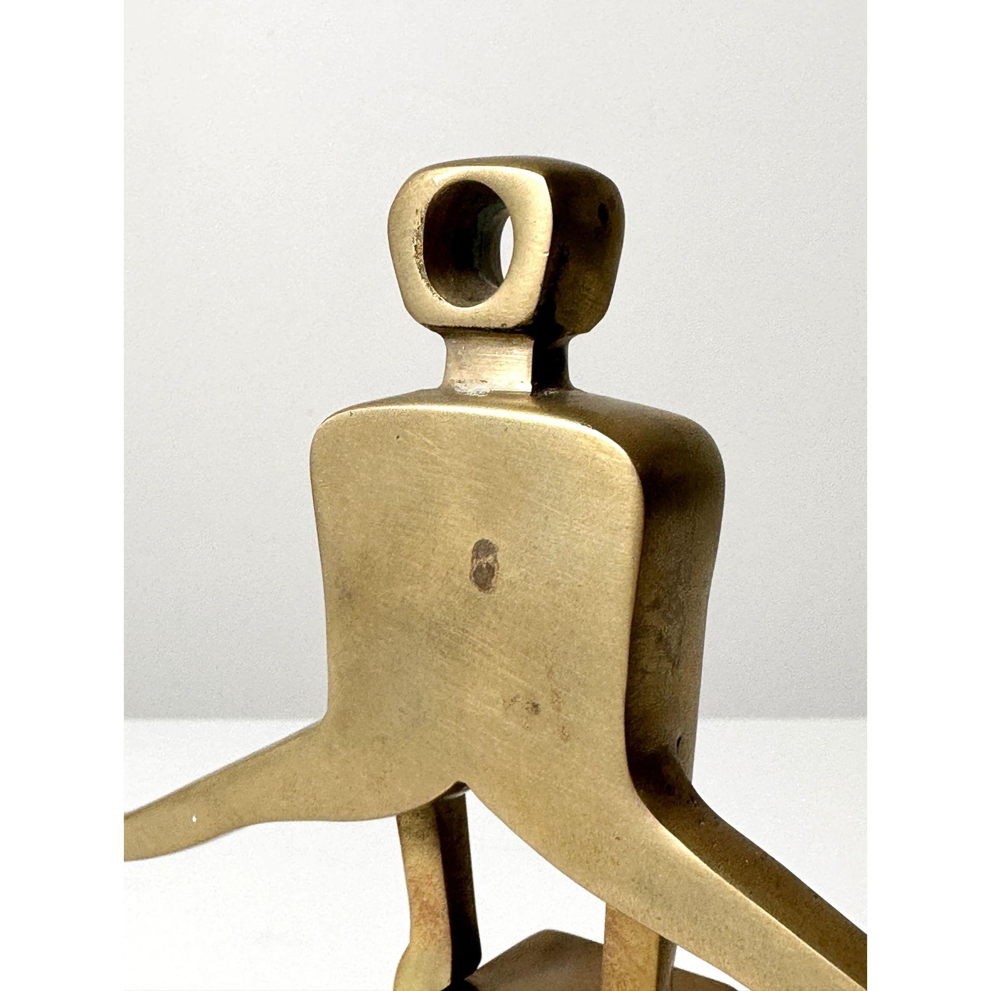 Modern Vintage Brass Abstract Sculpture of Gymnast by Dolbi Cashier, circa 1980s For Sale 3