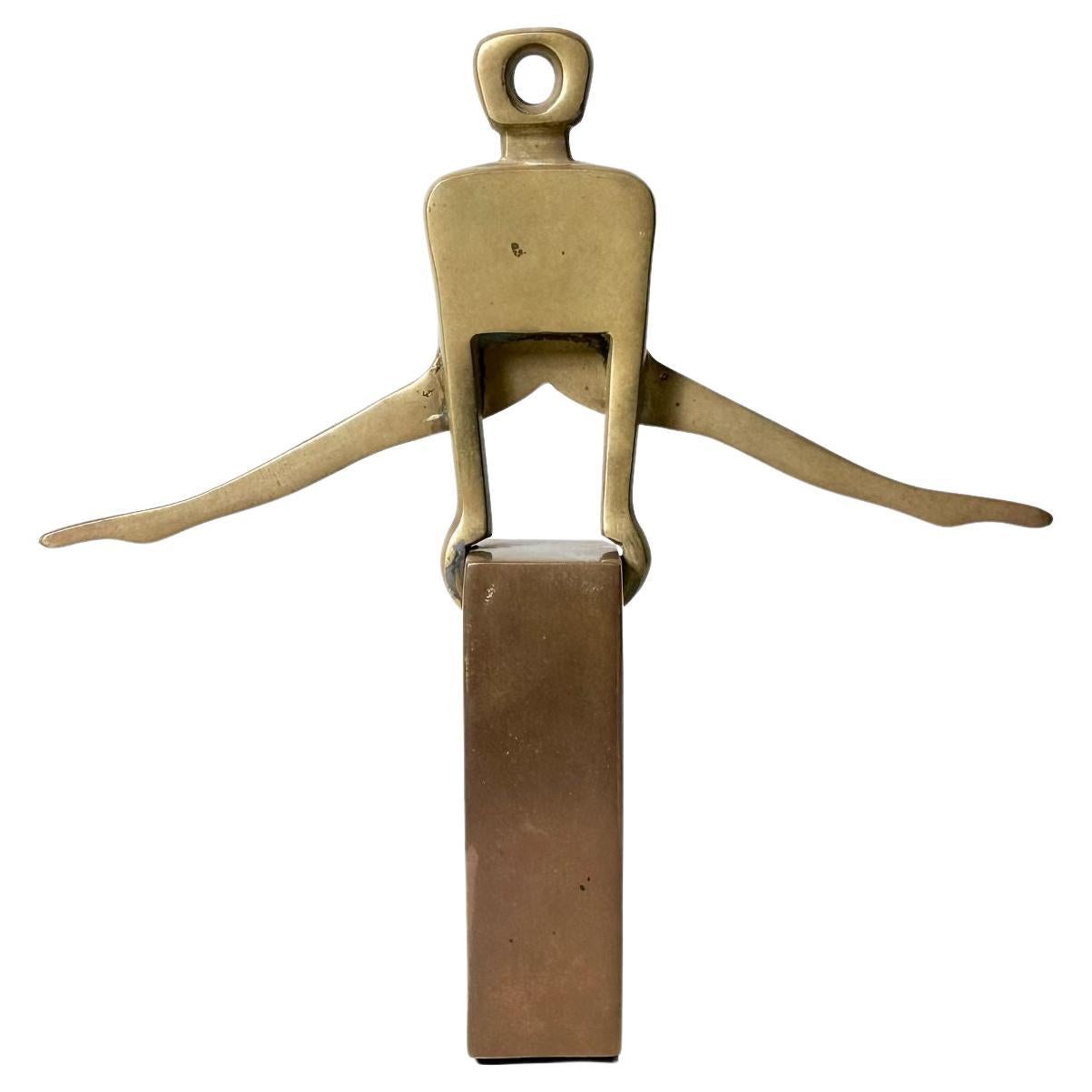 Modern Vintage Brass Abstract Sculpture of Gymnast by Dolbi Cashier, circa 1980s For Sale