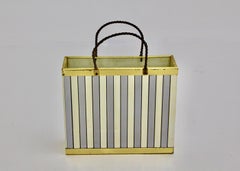 Modern Vintage Brassed Chromed Metal Vintage Newspaper Magazine Rack 1970s Italy