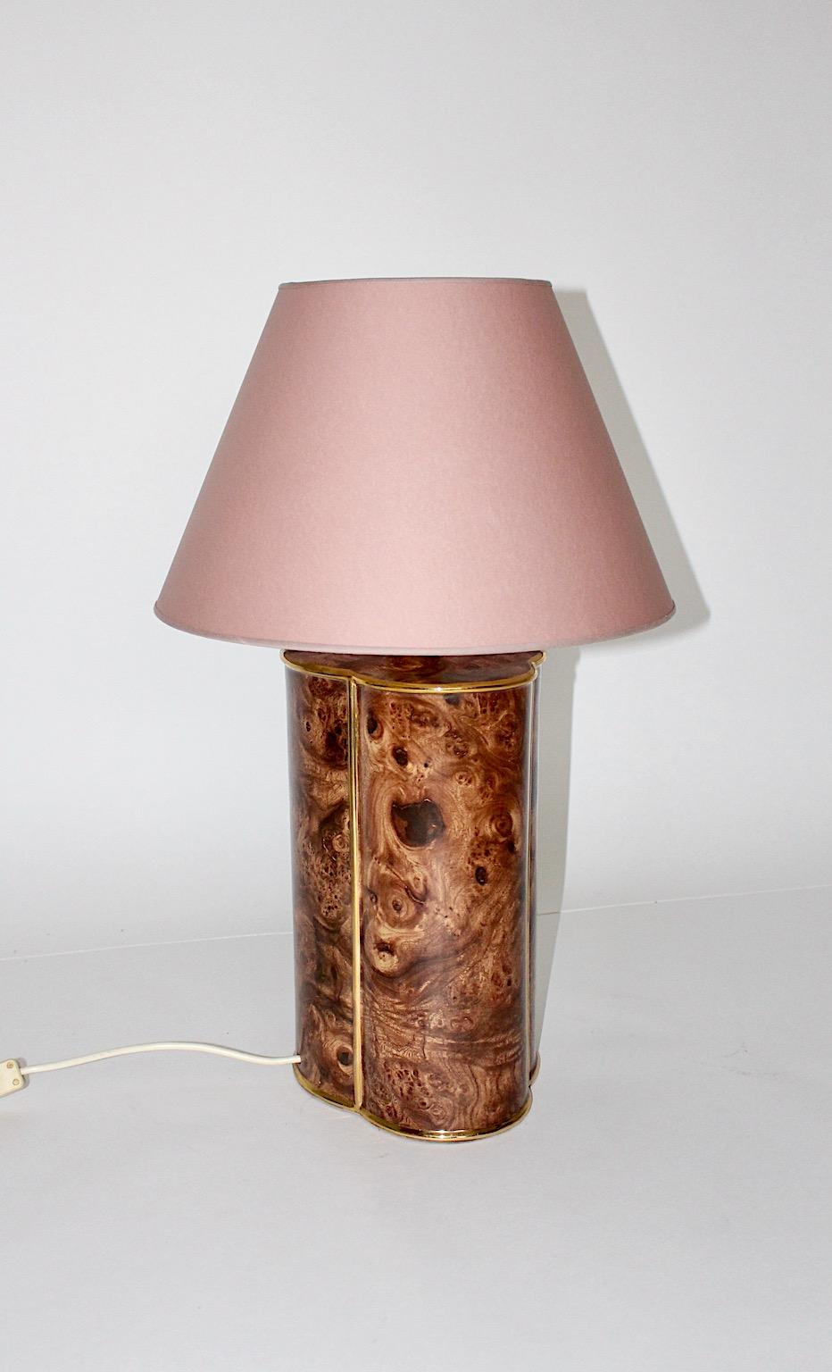 Modern Vintage Brown Gold Pastel Pink Ceramic Table Lamp Italy 1990s For Sale 6