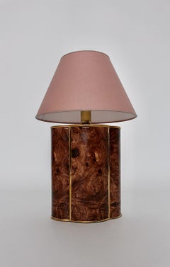 Moderne Vintage Braun Gold Pastell Rosa Keramik Tischlampe Italien 1990er