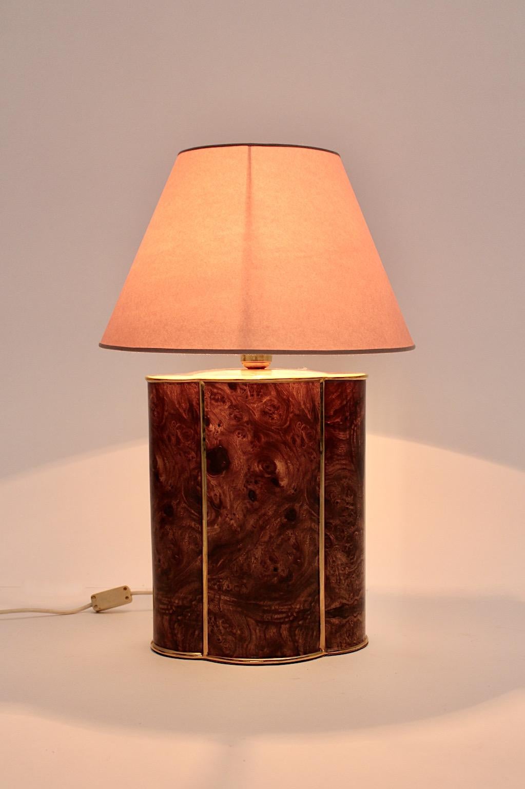 Modern Vintage Brown Gold Pastel Pink Ceramic Table Lamp Italy 1990s For Sale 2