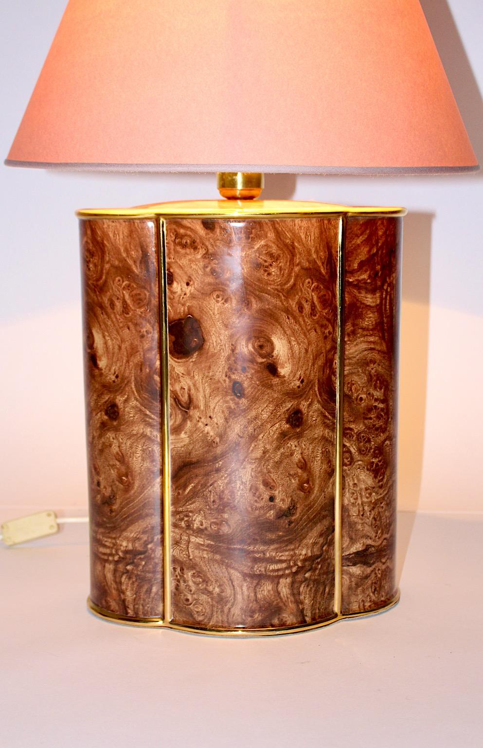 Modern Vintage Brown Gold Pastel Pink Ceramic Table Lamp Italy 1990s For Sale 3