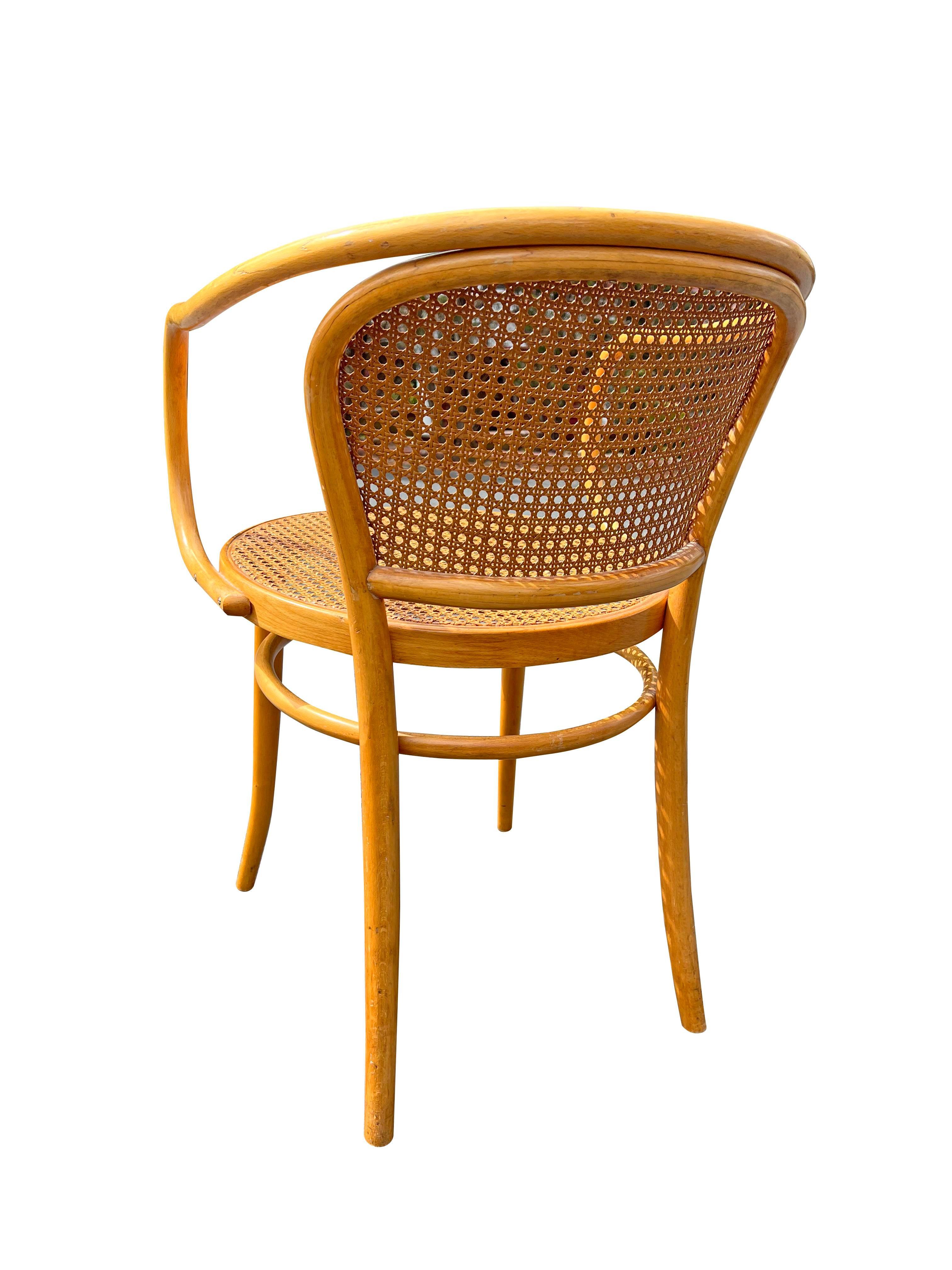 Modern Vintage Cane “Prague” Arm Chairs by Josef Hoffman for Thonet Set of 4 4