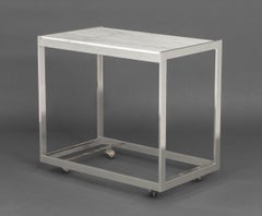 Modern Vintage Carrara Marble Top Chrome Side Table