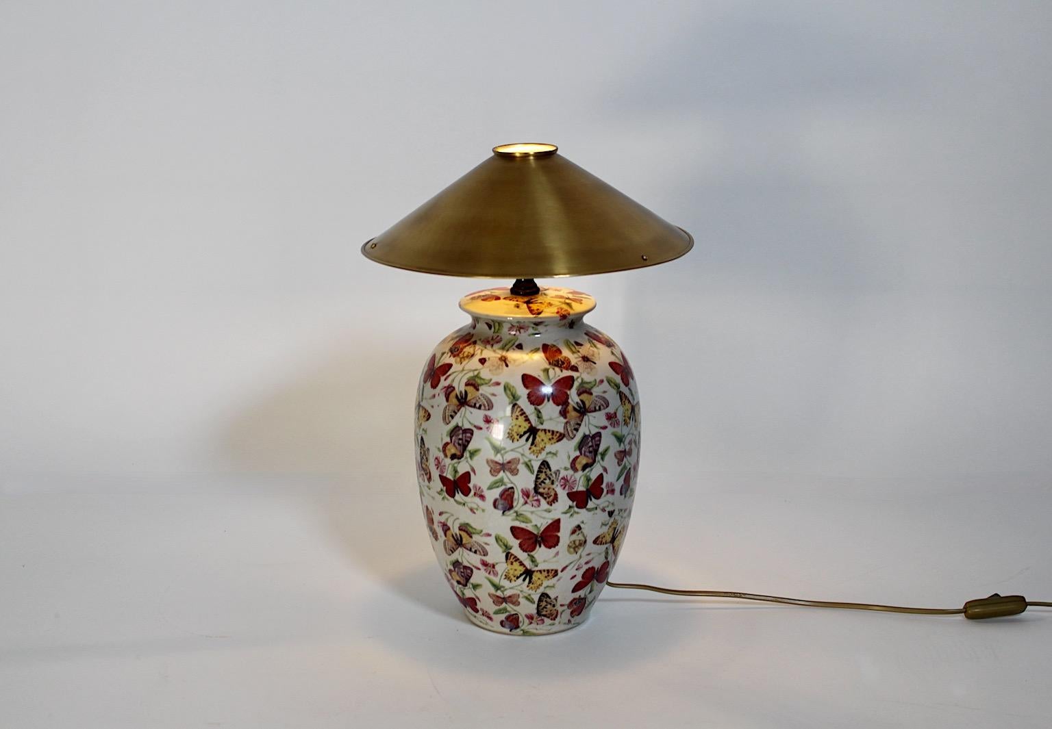 antique ceramic lamps with flowers