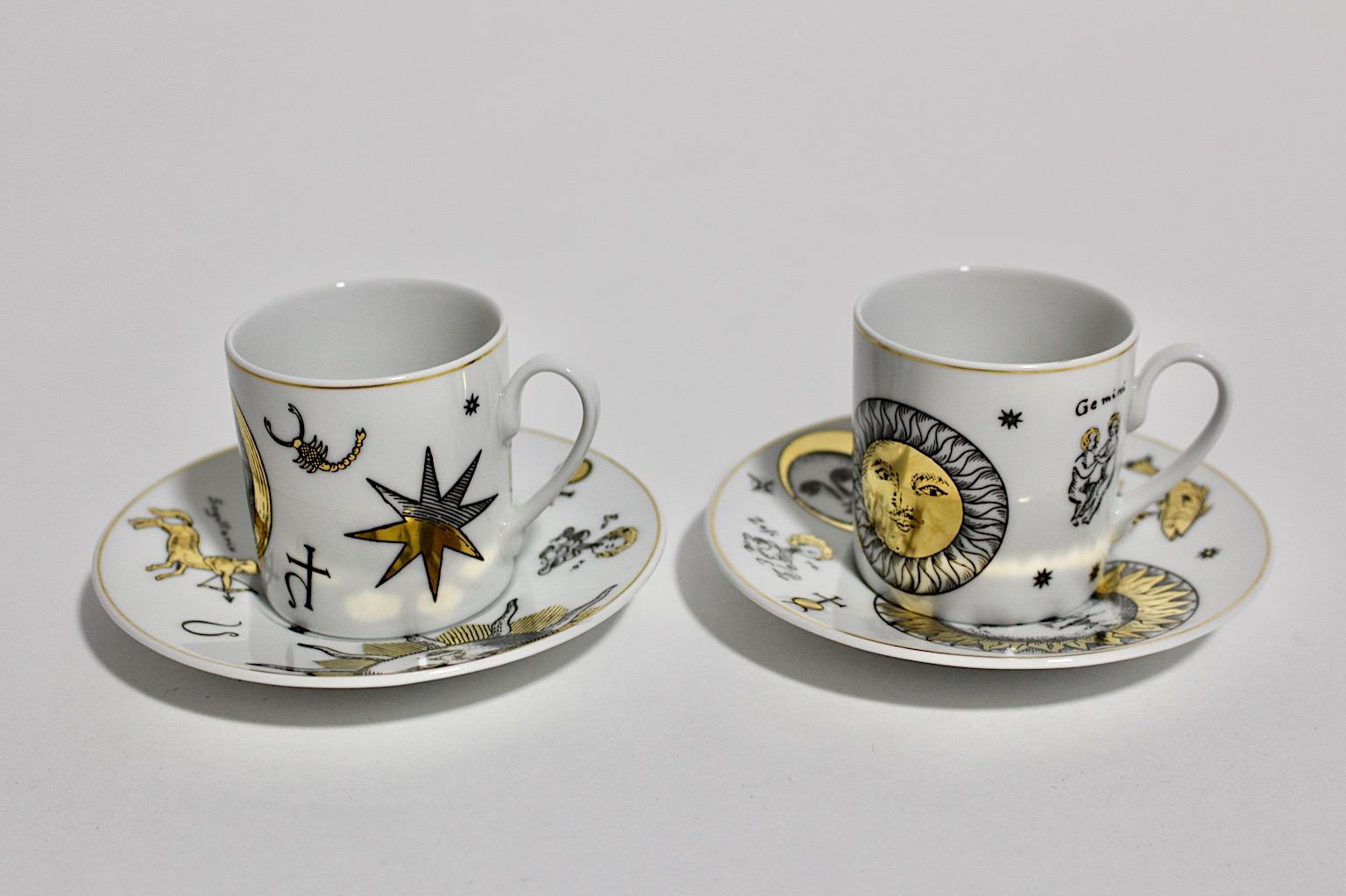 Modern Vintage Duo Set of Espresso Cups Piero Fornasetti for Rosenthal 1980s For Sale 5