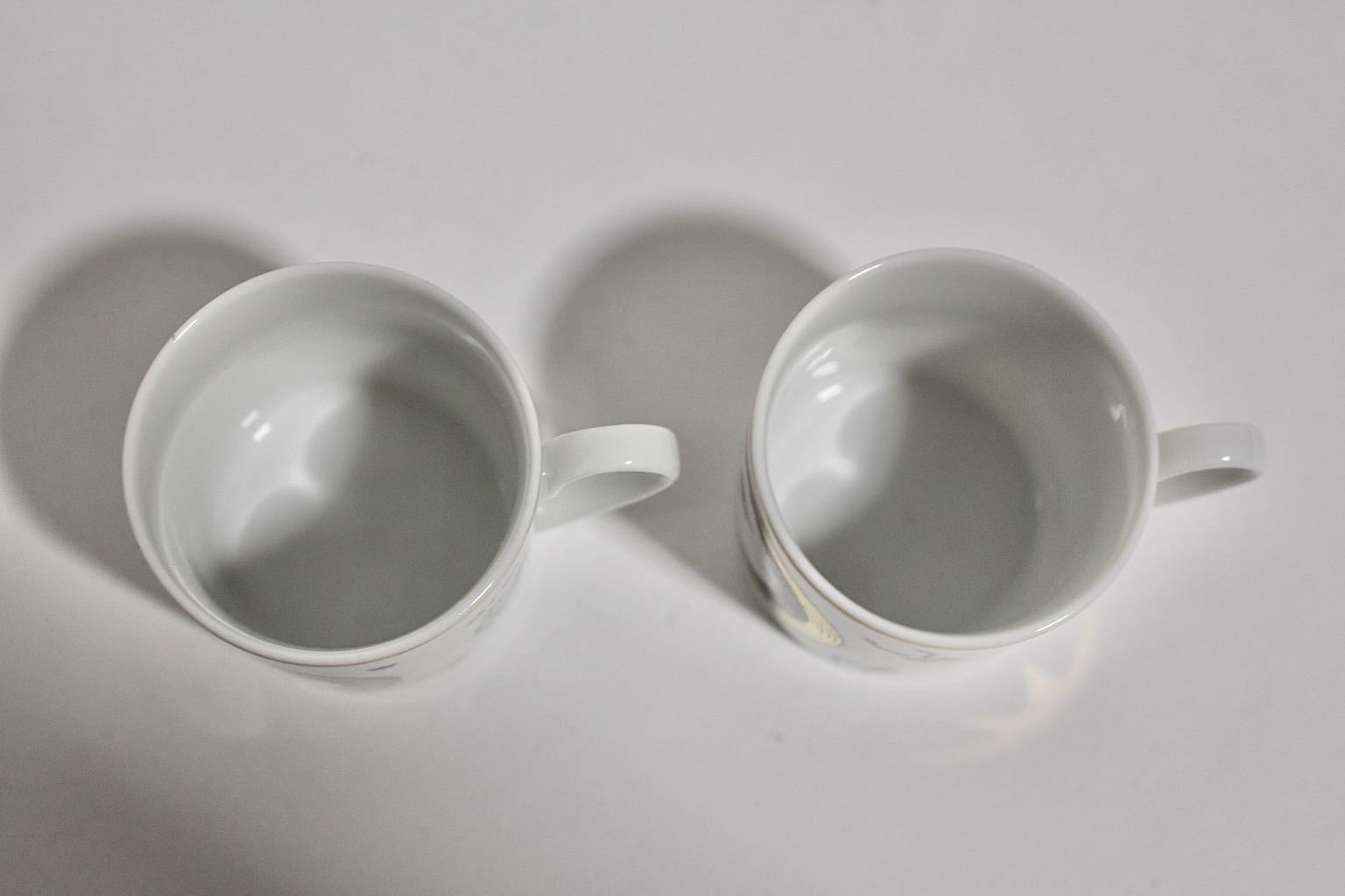 Modern Vintage Duo Set of Espresso Cups Piero Fornasetti for Rosenthal 1980s For Sale 7