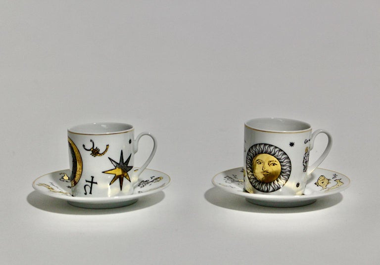 1980s Piero Fornasetti Julia Collection Coffee Cups for Rosenthal, Set -  Ruby Lane