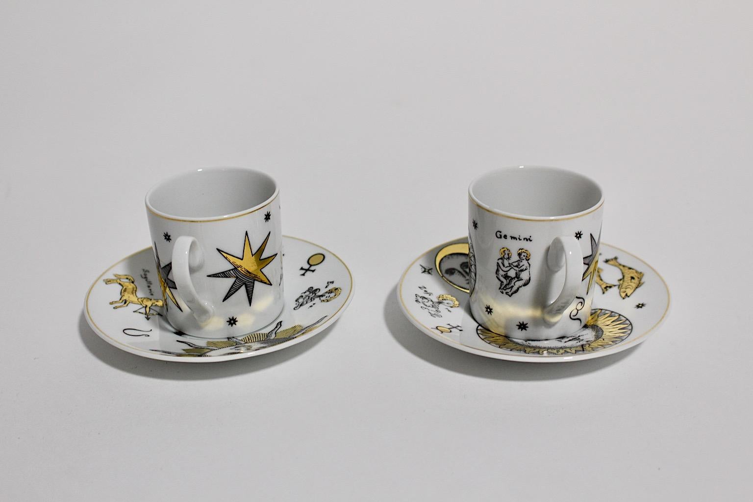 Modern Vintage Duo Set of Espresso Cups Piero Fornasetti for Rosenthal 1980s In Good Condition For Sale In Vienna, AT