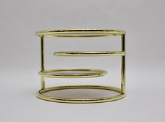 Modern Vintage Gold Metal Coffee Table Side Table with Smoked Glass 1970s Italy