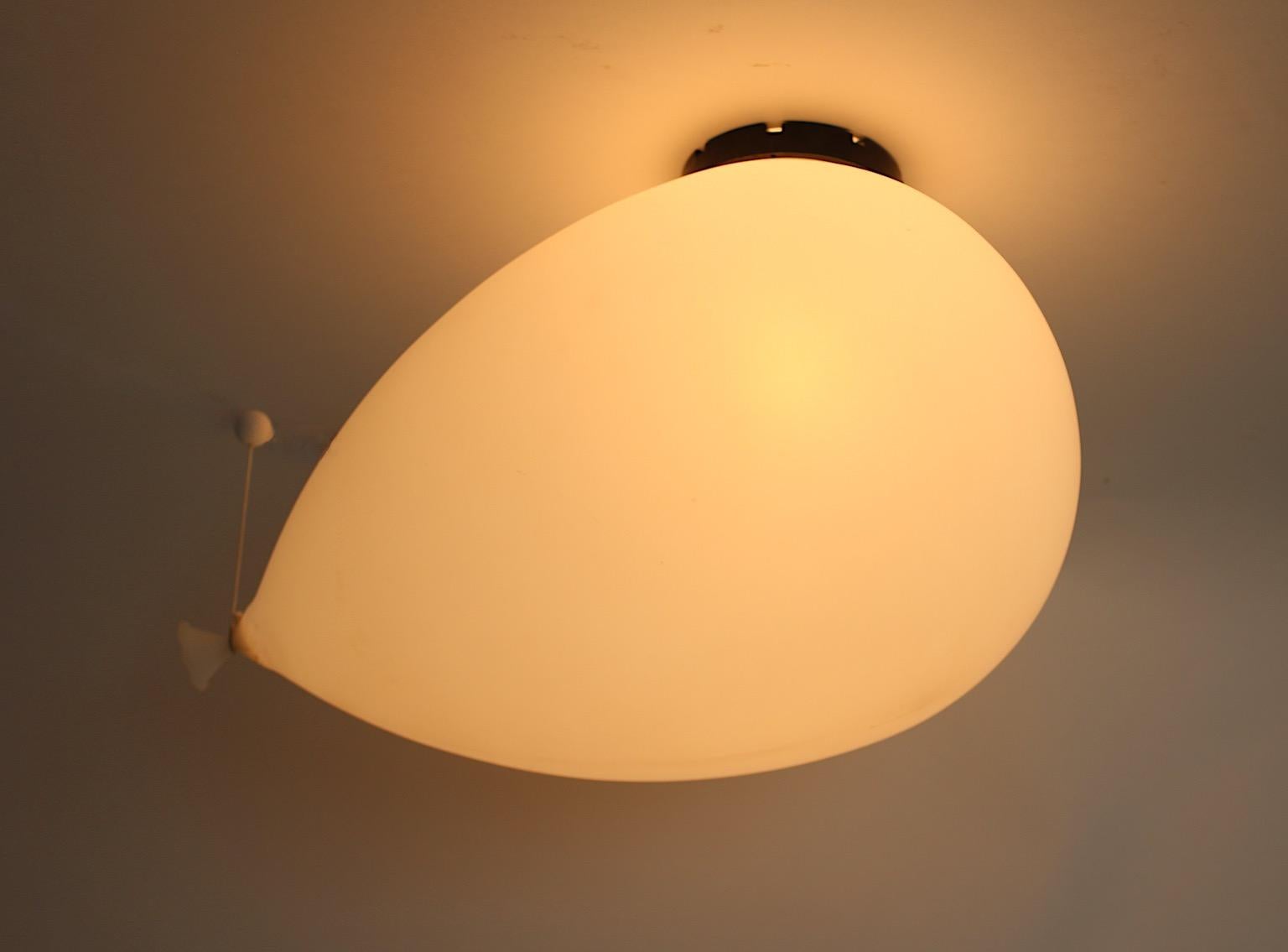 Late 20th Century Modern Vintage Large White Balloon Flush Mount Sconce Table Lamp Yves Christin  For Sale