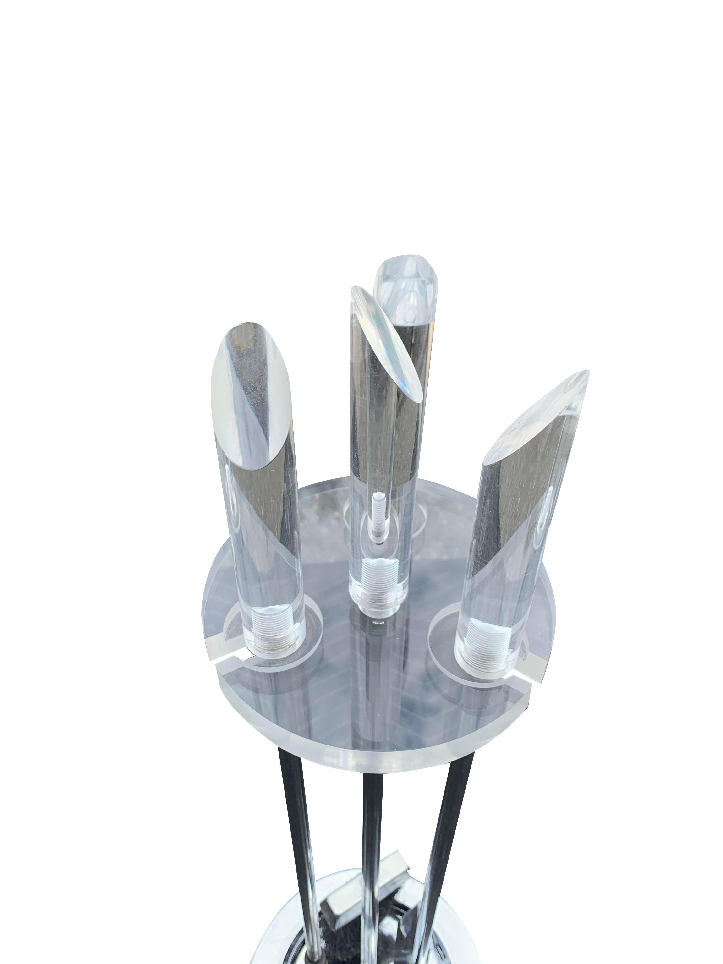 Late 20th Century Modern Vintage Lucite Fireplace Tools Set- 4 Pieces