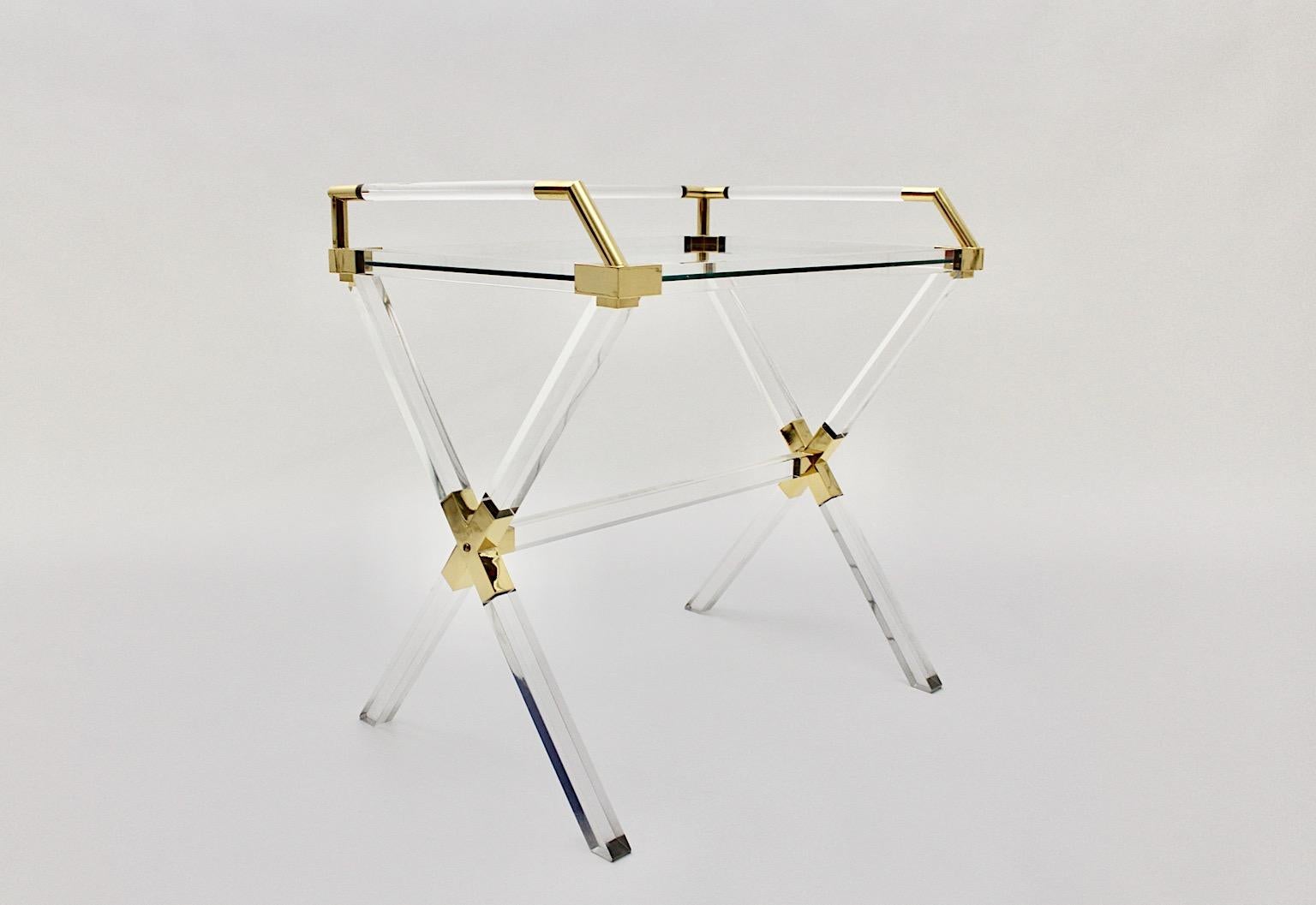 Modern Vintage Lucite Gold Charles Hollis Jones Style Table Desk 1970s Italy For Sale 5